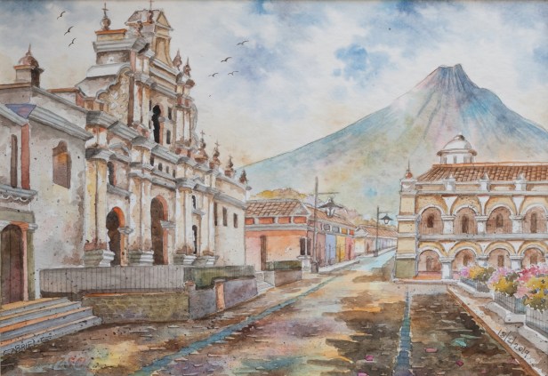 Las acuarelas de Gabriel Gómez en la Calle del Arco Antigua Guatemala